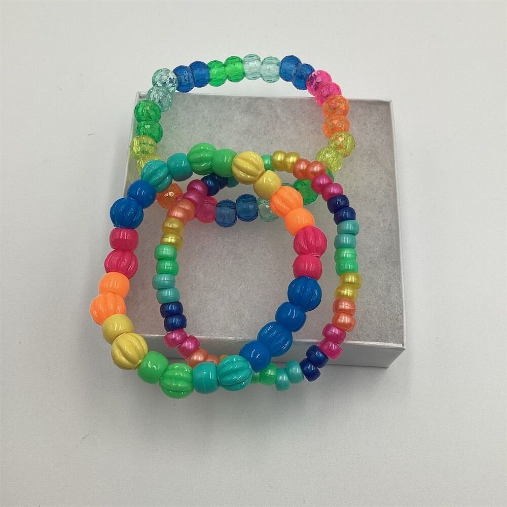 Multicolor Beaded Stretchable Bracelet Set 7.4 Inch Casual